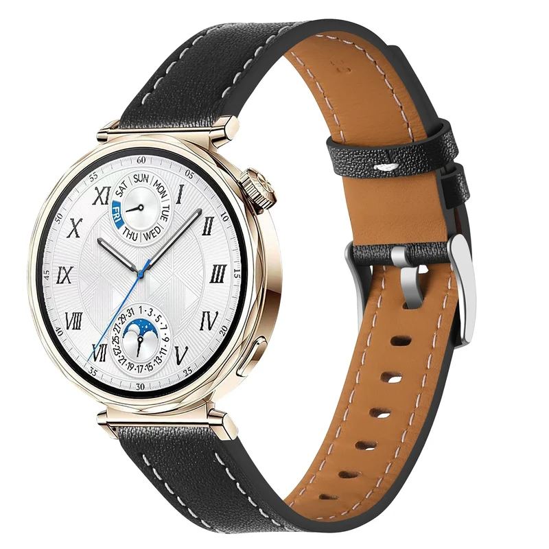 Huawei Watch 6 - 42mm Lederarmband 'One Push' (Schwarz)