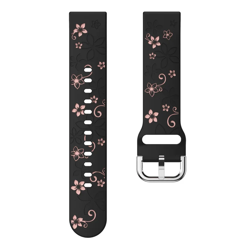 Huawei Watch GT 7 - 41mm Flower Silikonarmband (Schwarz/Hellrosa)