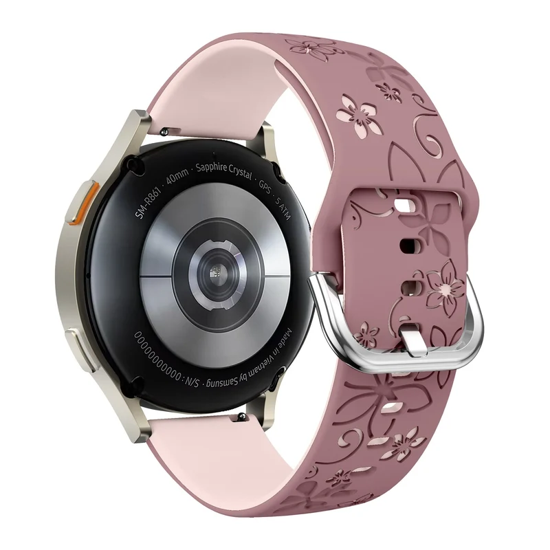 Huawei Watch GT 7 - 41mm Flower Silikonarmband (Rauchiges Lila/ Hellrosa)