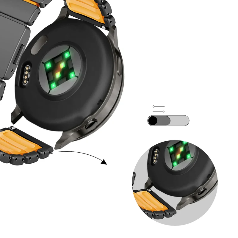 Bandz Amazfit GTR 4 Titanarmband 'Hybrid' (Schwarz/Orange)