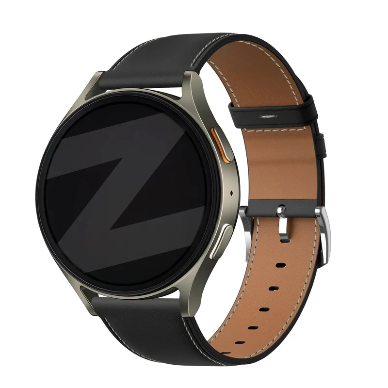 Bandz Huawei Watch 6 - 46mm Lederarmband 'Easy Fit' (Schwarz)