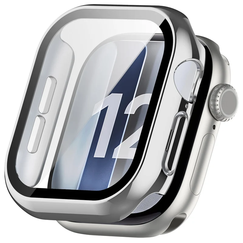 Apple Watch 12 - 46mm Hartschalenhülle mit Glas (Silber)
