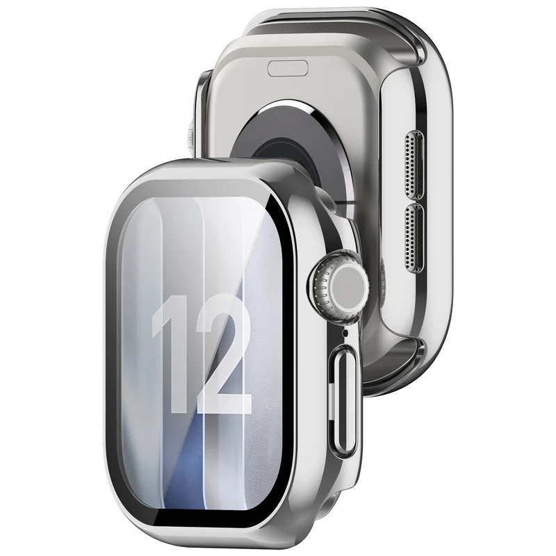 Apple Watch 12 - 46mm Hartschalenhülle mit Glas (Silber)