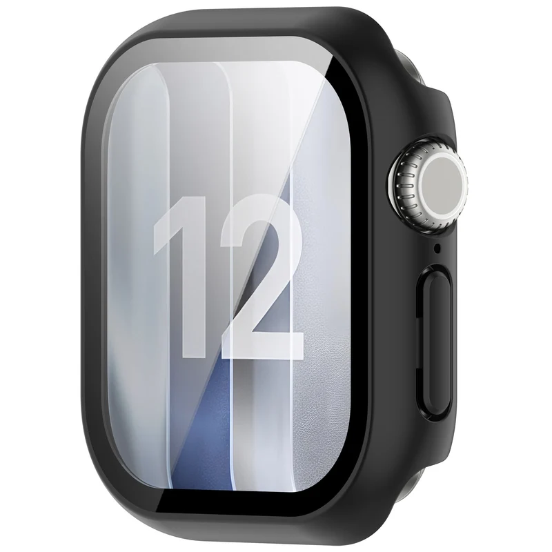 Apple Watch 12 - 46mm Hartschalenhülle mit Glas (Schwarz)