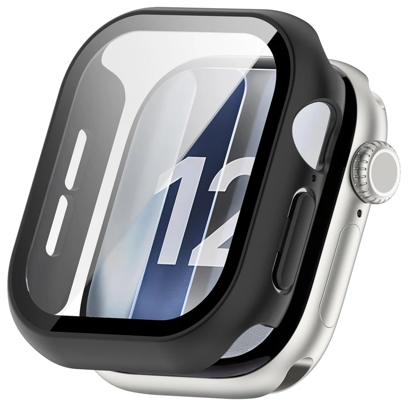 Apple Watch 12 - 42mm Hartschalenhülle mit Glas (Schwarz)