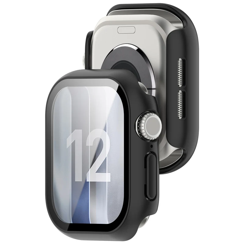 Apple Watch 12 - 42mm Hartschalenhülle mit Glas (Schwarz)