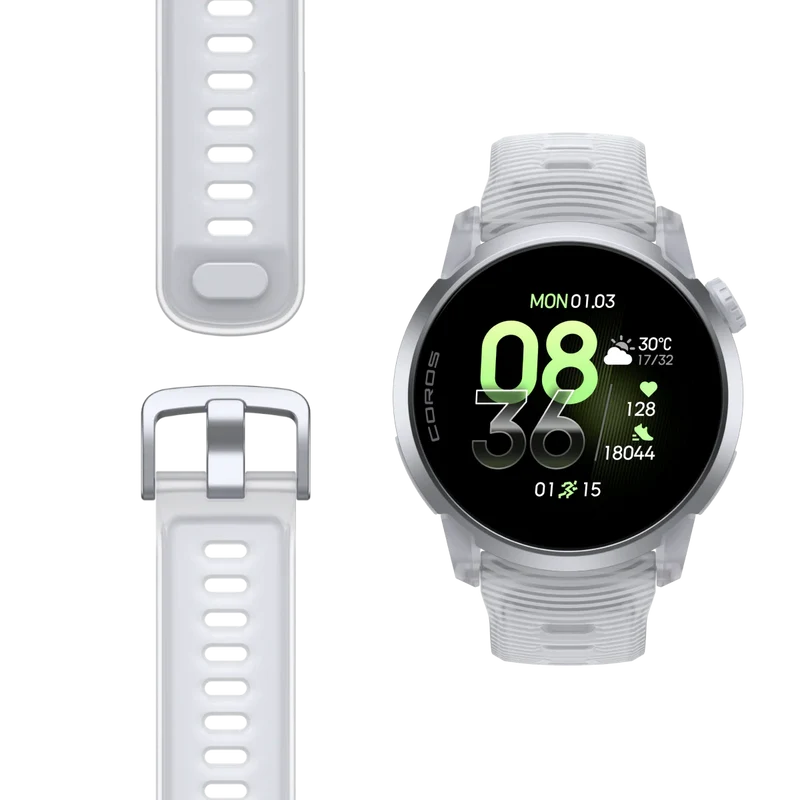 Coros Sportuhr Pace 4, Silikonarmband, Cloud White