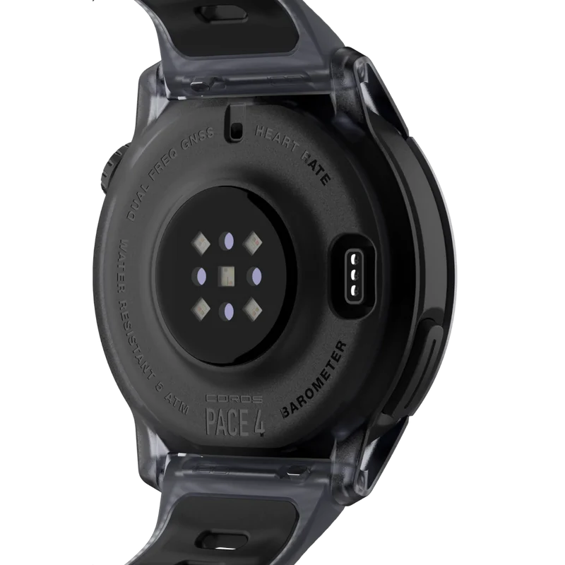 Coros Sportuhr Pace 4, Silikonarmband, black crystal