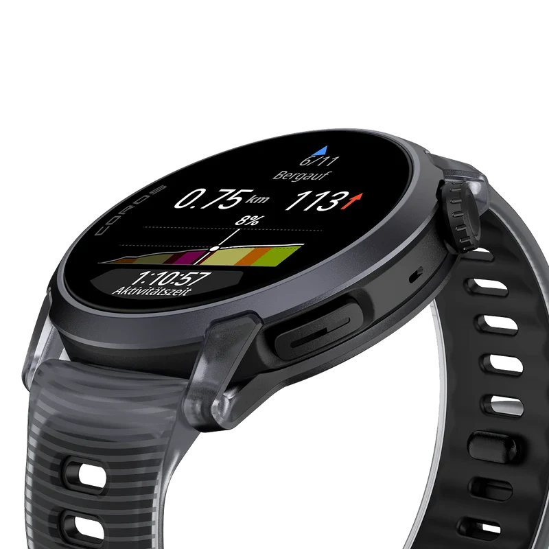 Coros Sportuhr Pace 4, Silikonarmband, black crystal