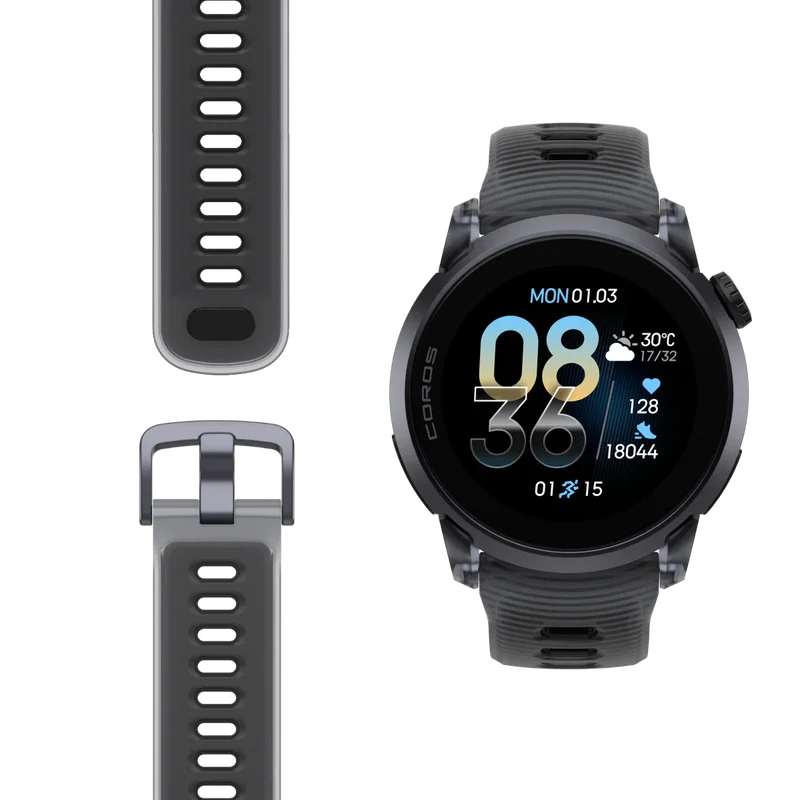Coros Sportuhr Pace 4, Silikonarmband, black crystal