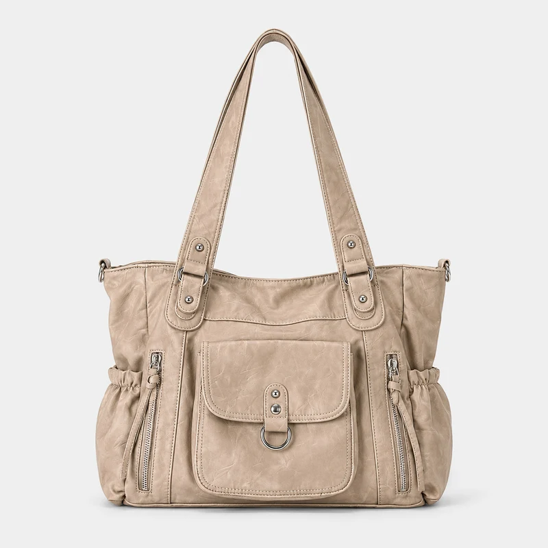 Geräumige Multifunktions-Leder-Handtasche