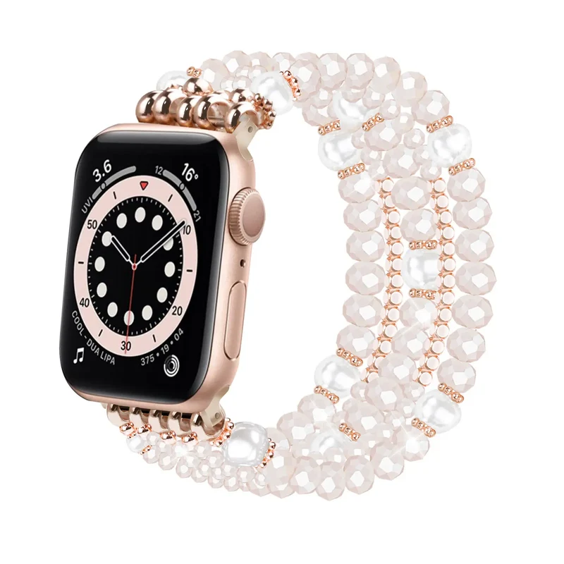 Apple Watch Perlenbesetztes Kristallarmband (Rosa)