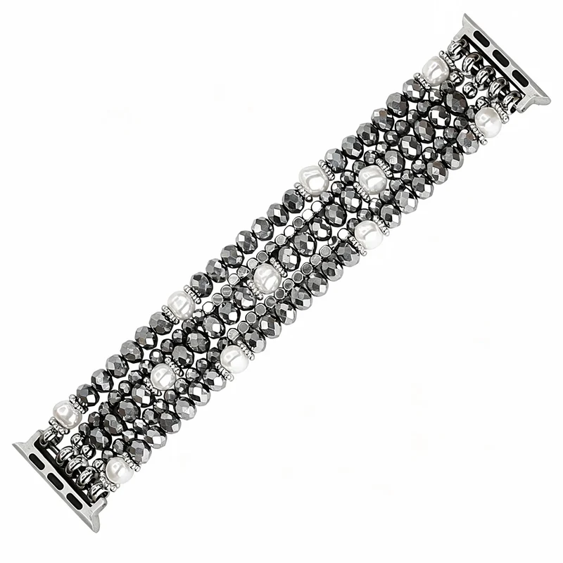 Apple Watch Perlenbesetztes Kristallarmband (Silber)
