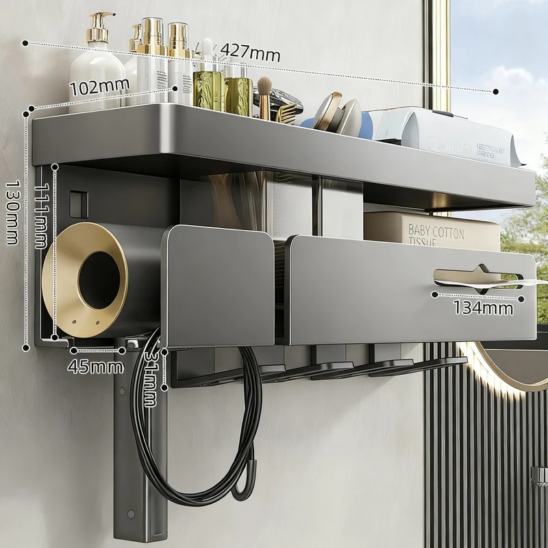 Aluminium-Badezimmerregal, 4-in-1, für 2–4 Personen