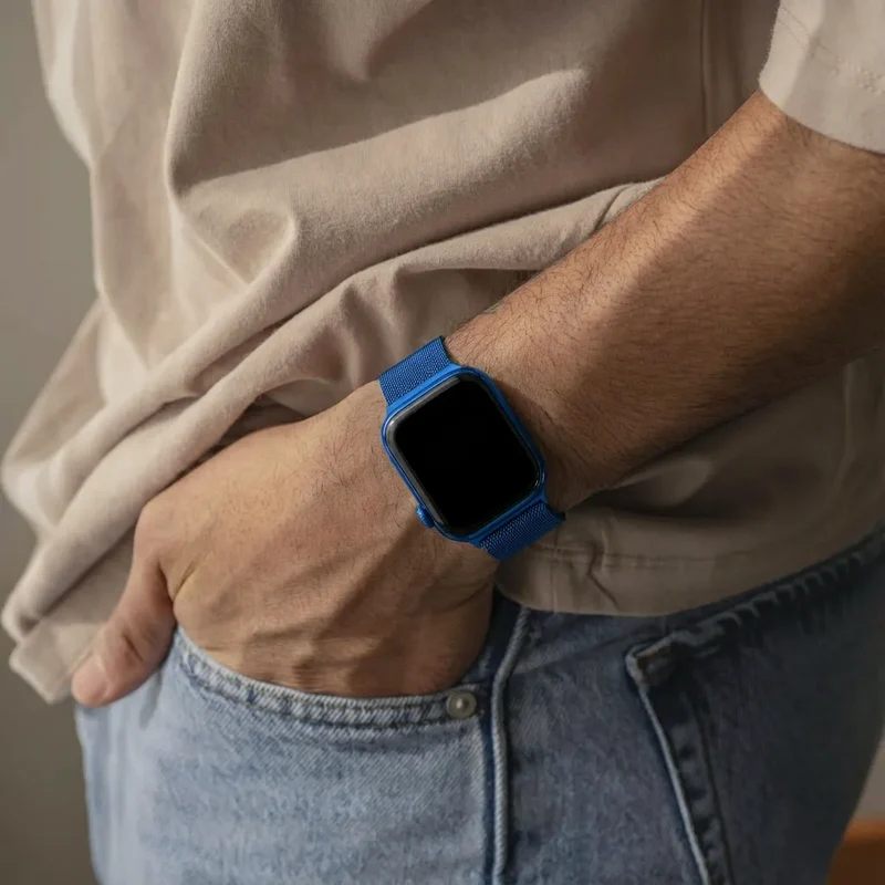Bandz Apple Watch Milanese Loop Armband (Blau)