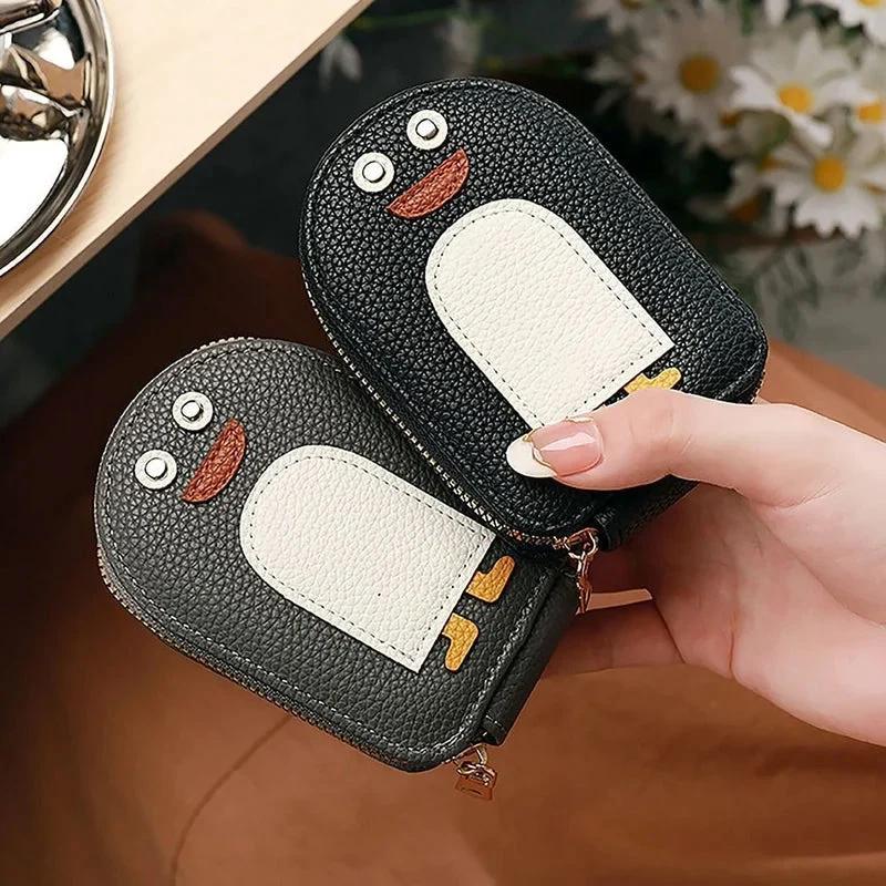 PU-Brieftasche für Kreditkarten und niedliche Pinguine | Karnz