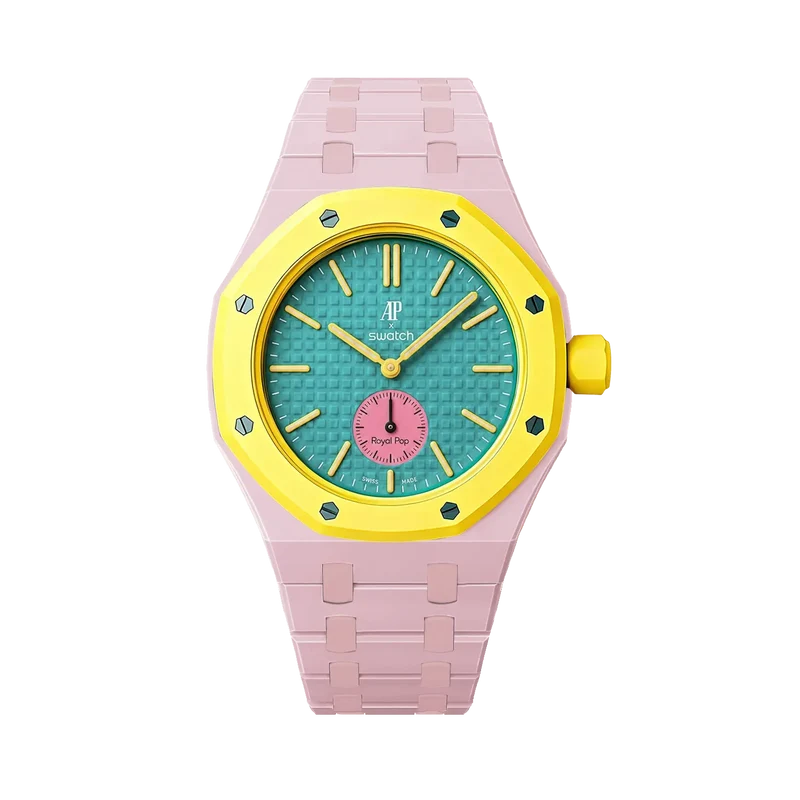Swatch Royal Pop Biokeramik-Armband – 3 Uhr (Rosa)