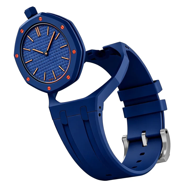 Swatch Royal Pop Silikon Armband - 12 Uhr (Dunkelblau)