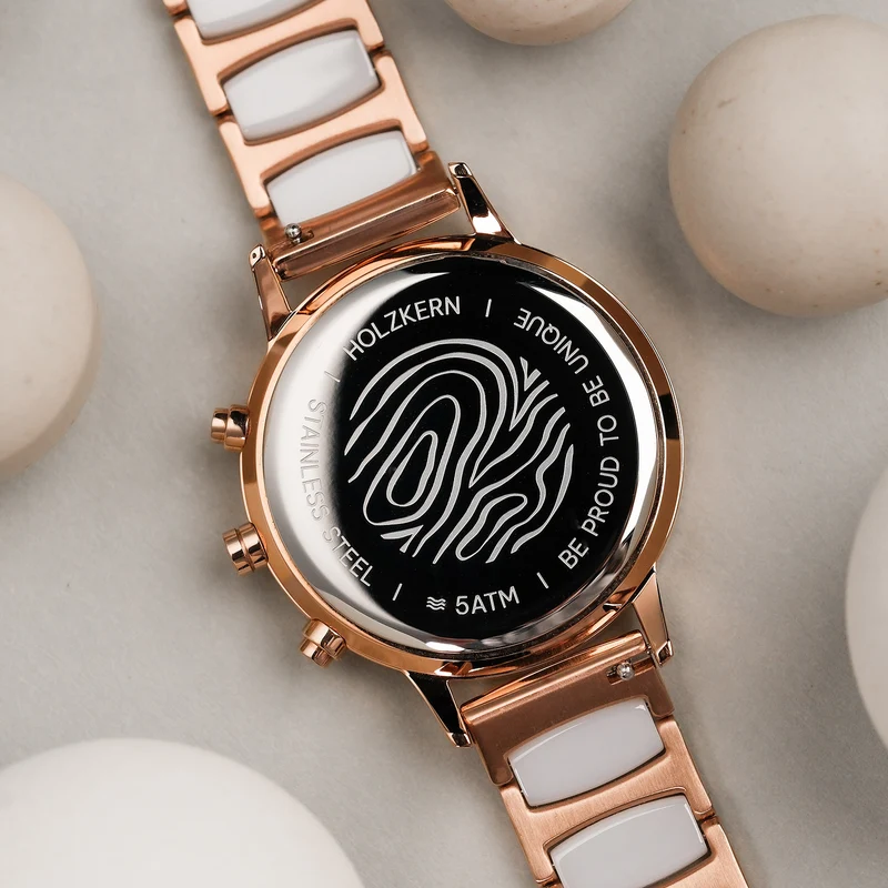 Holzkern Shiny Damenuhr Roségold • Chronograph • Japanisches Quarzwerk