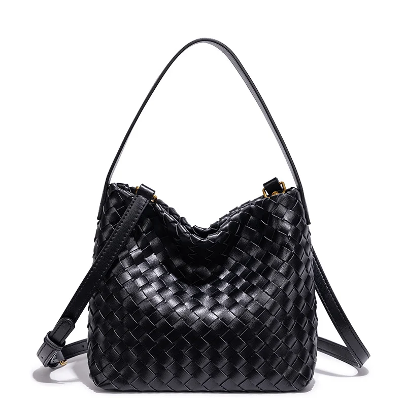 Elegante Geflochtene Leder Schultertasche Karnz