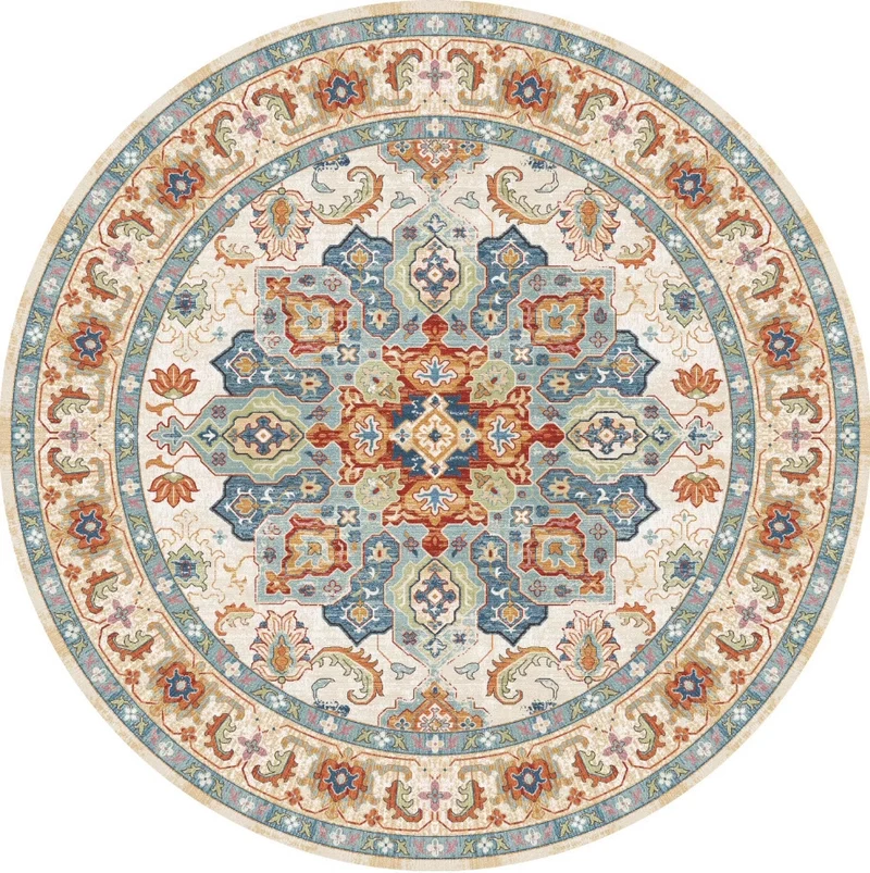 Runder Vintage Floral Teppich