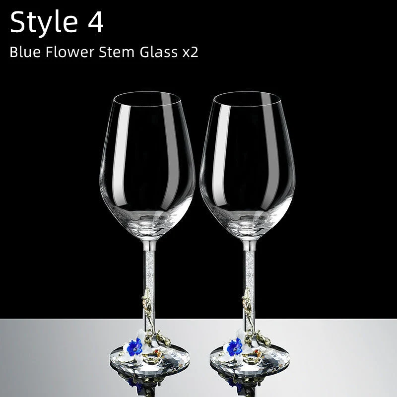 Metallic Flower Crystal Weingläser mit Dekanter Koffer Set | Karnz