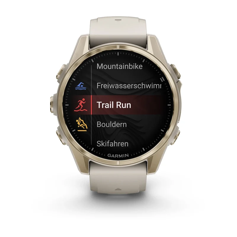 Garmin fenix® 8 – 43 mm, AMOLED Sapphire, Nebelgrau/Softgold