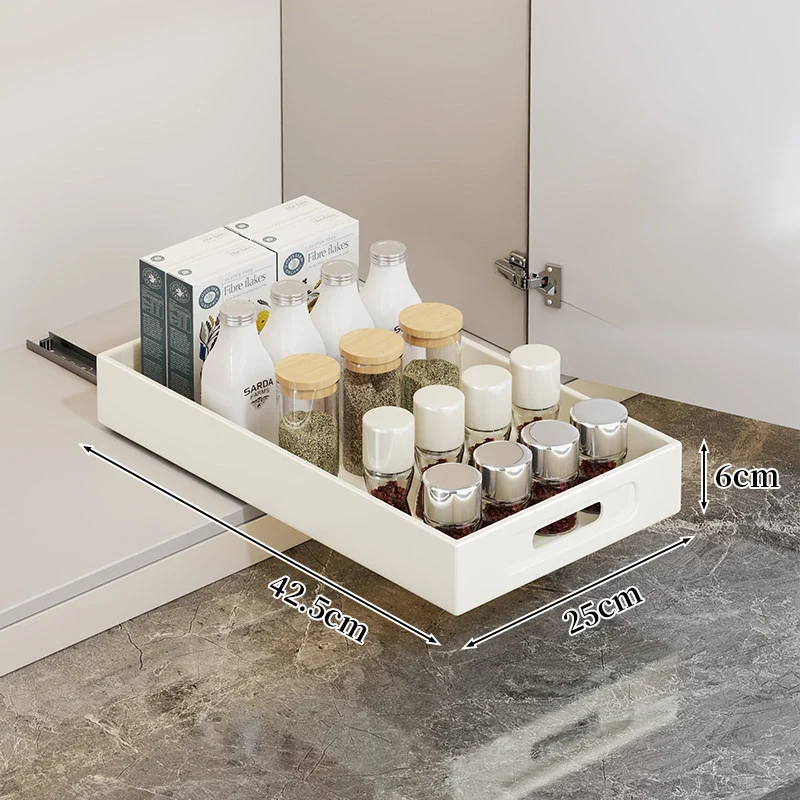 Ausziehbarer Schrank-Schubladenorganizer mit Ausschnittgriff und flachem Design