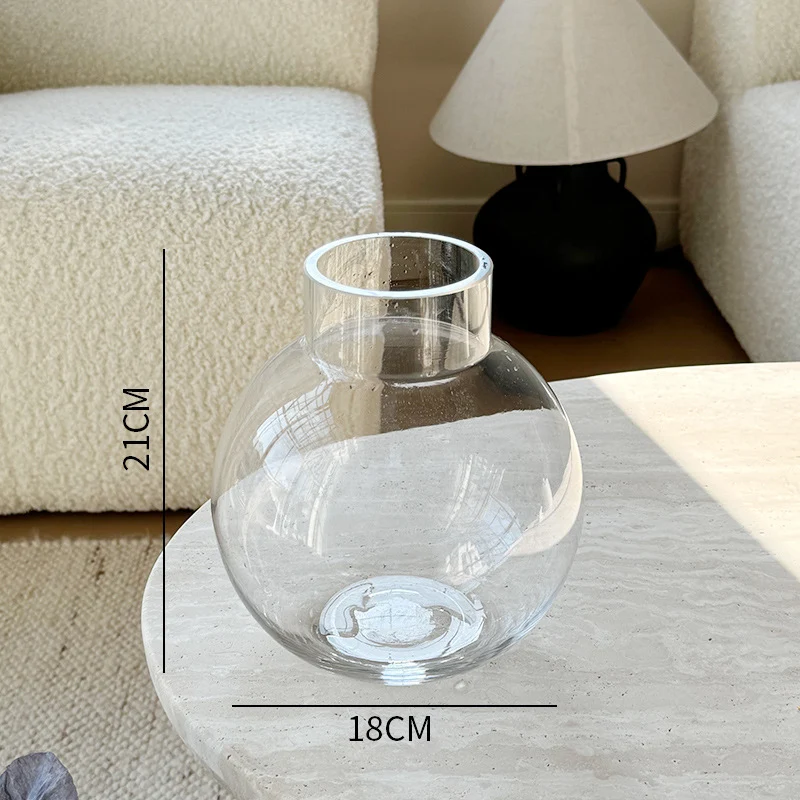 Mouthgeblasene geschwungene Glasblumenarrangementvase mit weitem Hals