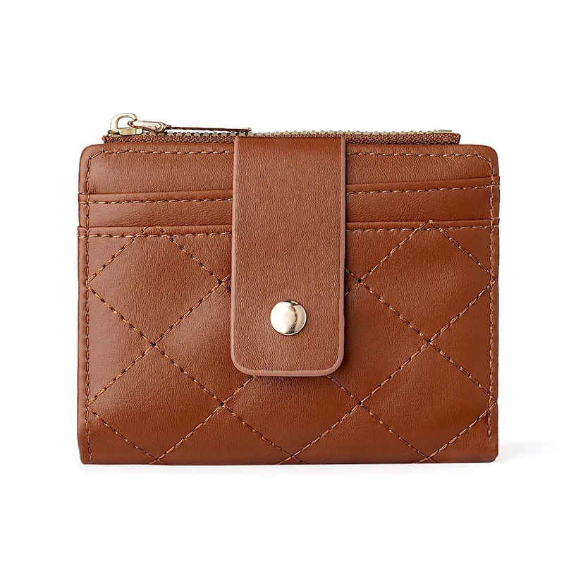 Gep quiltete Leder Reißverschluss Brieftasche
