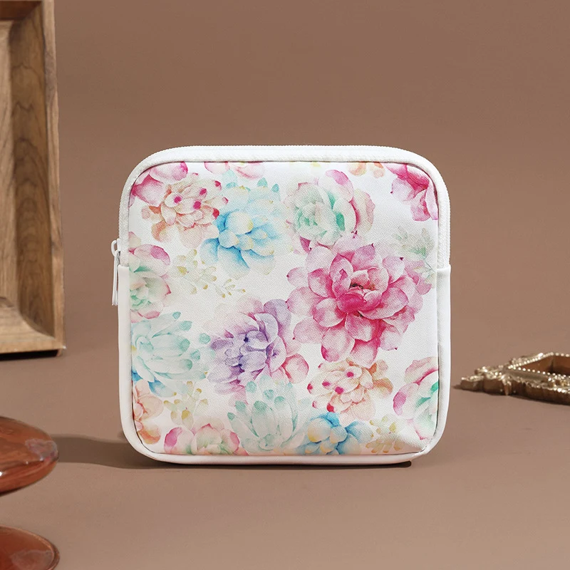 Blumenmuster Reißverschluss-Make-up-Tasche