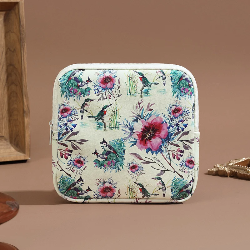 Blumenmuster Reißverschluss-Make-up-Tasche