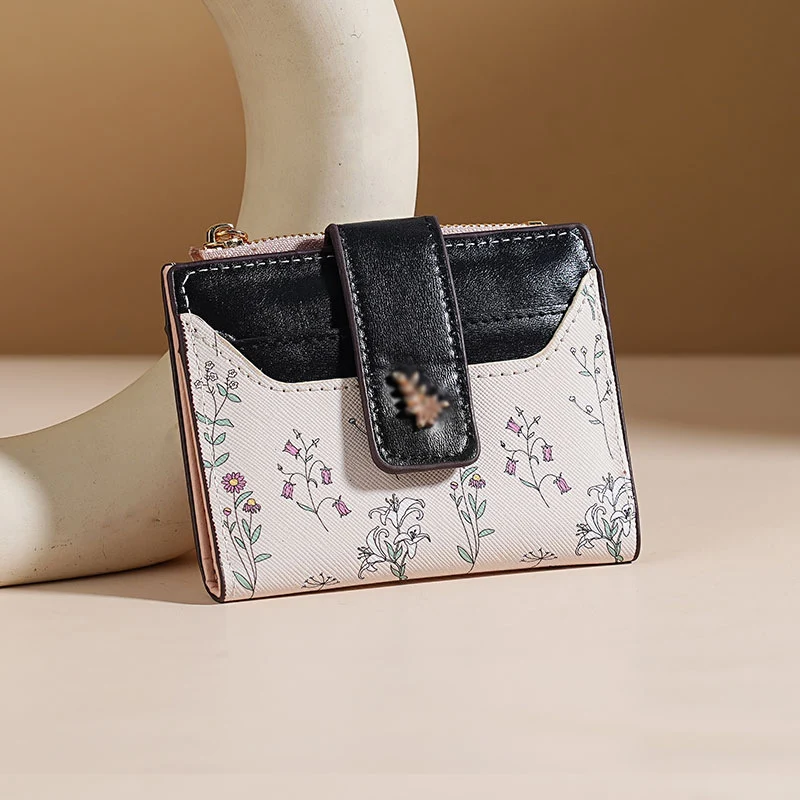 Floral Print Leder Kartenetui