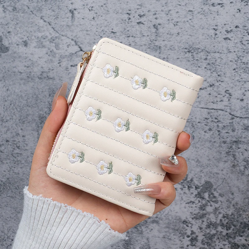 Bestickte florale Zip-Geldbörse