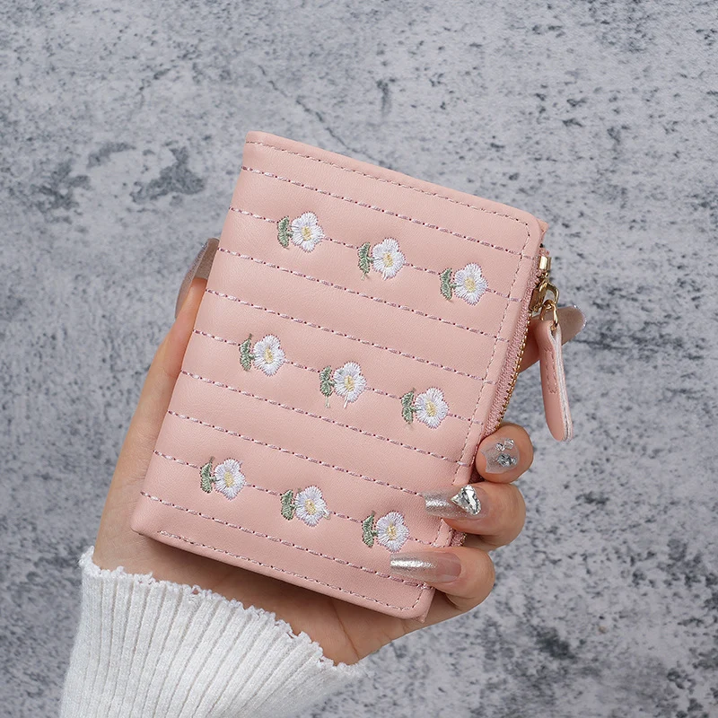 Bestickte florale Zip-Geldbörse