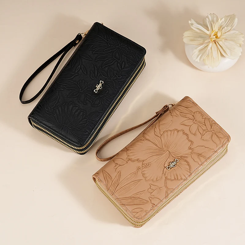 Prägte Leder Handgelenktasche Geldbörse