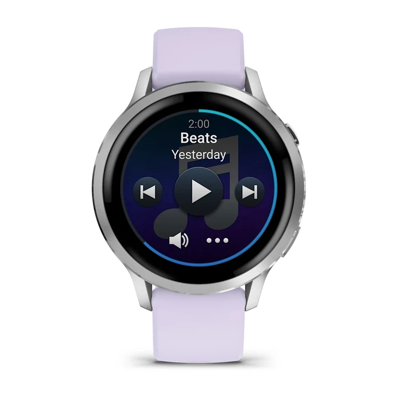 Garmin Venu® 4 - 41 mm Grau/Silber mit Schnellwechsel-Silikon-Armband 18 mm Lavendelblau
