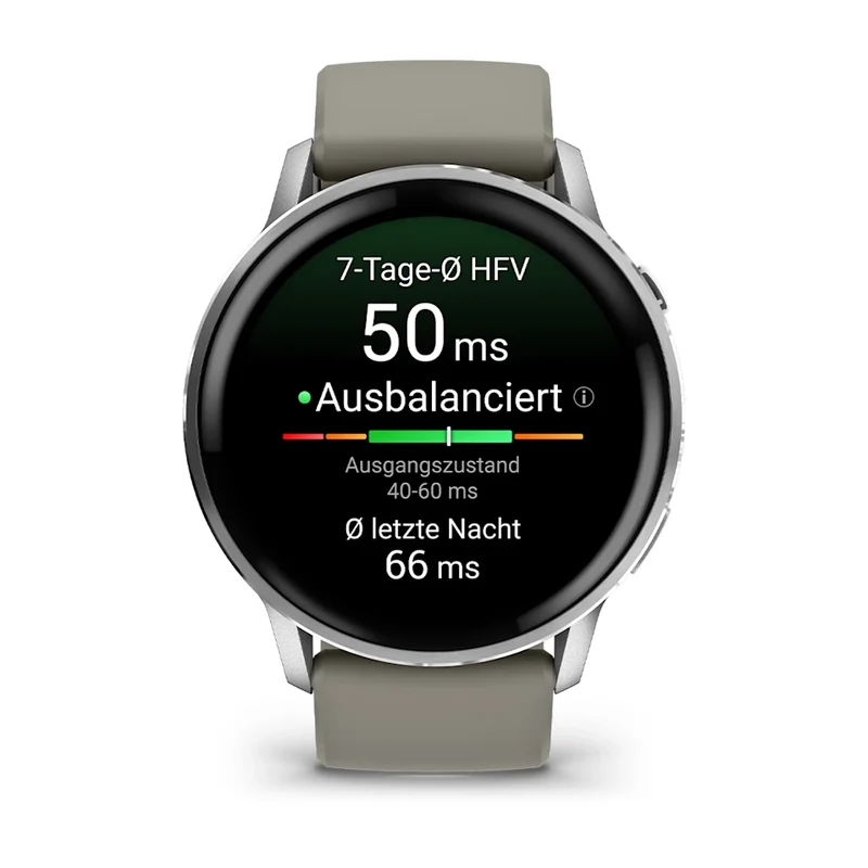 Garmin Venu® 4 - 45 mm Schwarz/Silber mit Schnellwechsel-Silikon-Armband 22 mm Grau