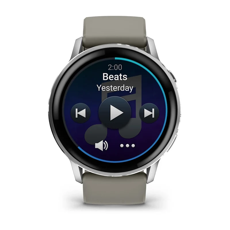 Garmin Venu® 4 - 45 mm Schwarz/Silber mit Schnellwechsel-Silikon-Armband 22 mm Grau