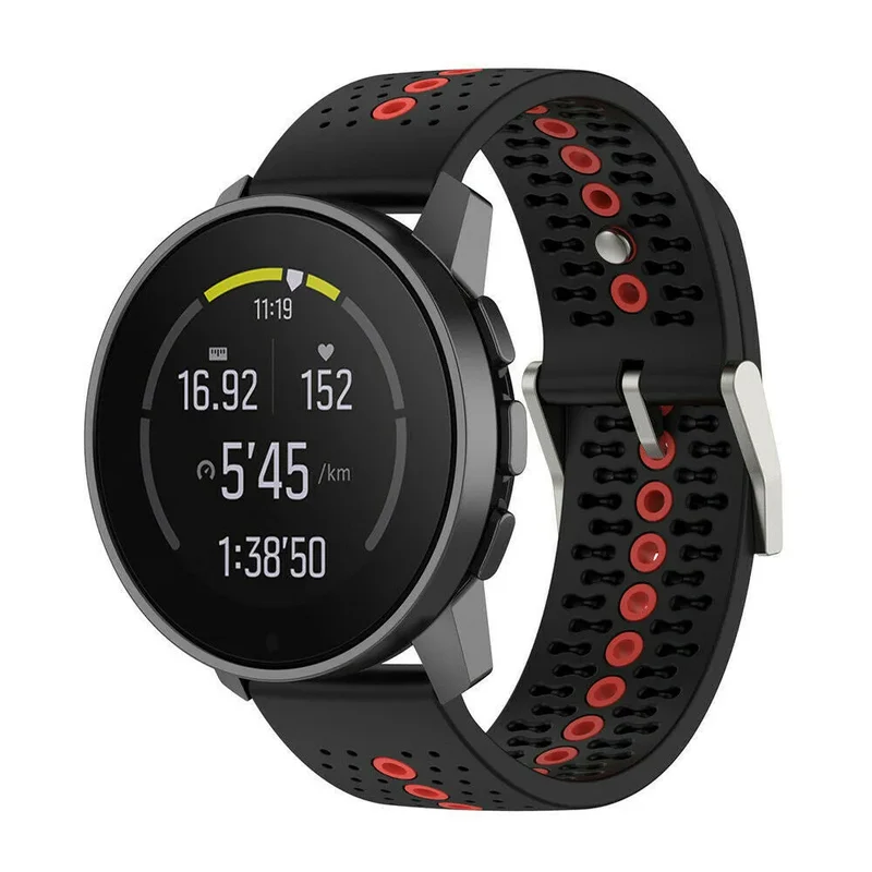 Suunto Run 2 Silikonarmband (Schwarz/Rot)