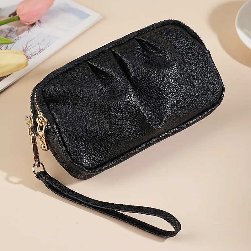 Texturierte Reißverschluss-Clutch Tasche