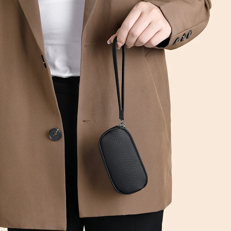Strukturierte Leder Reise Kosmetiktasche
