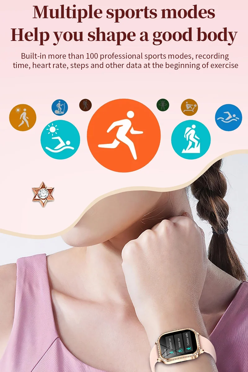 Diamonds Smart Watches for Women, Answer/Make Call Fitness Tracker for Android iOS Phones with AI Voice Control Heart Rate Sleep Monitor Pedometer