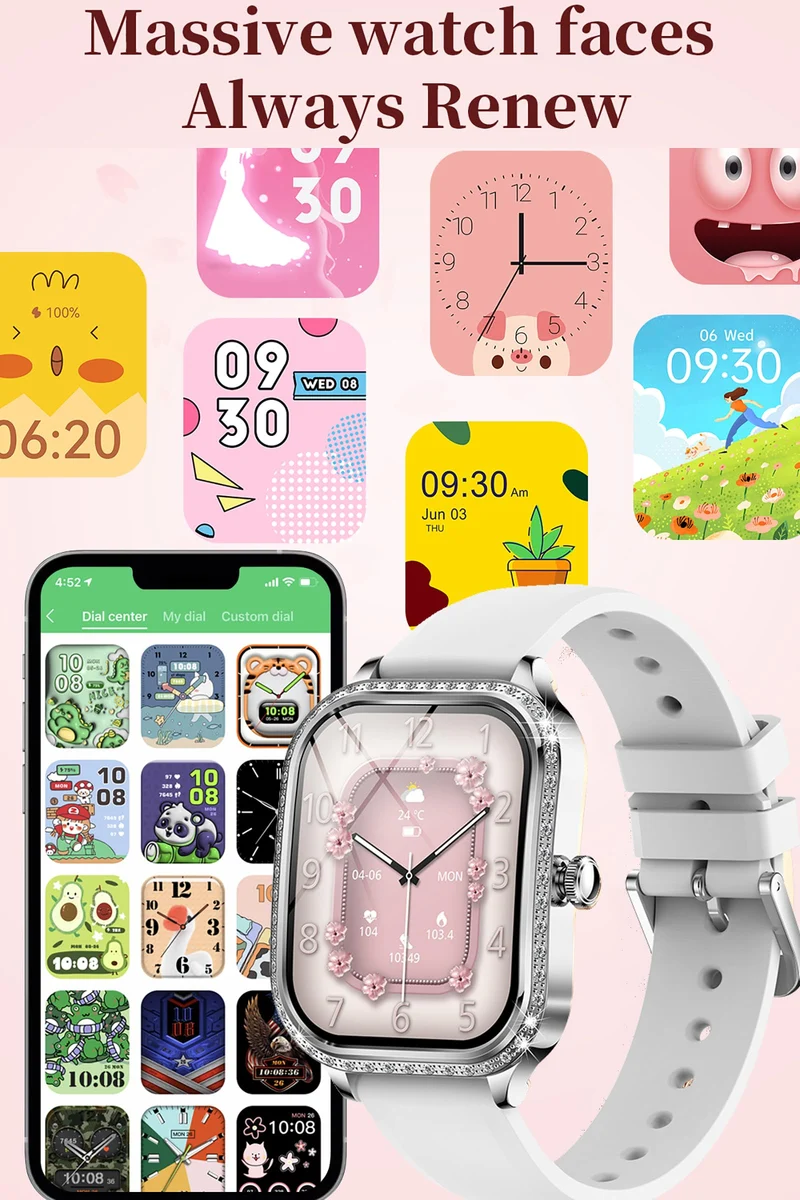 Diamonds Smart Watches for Women, Answer/Make Call Fitness Tracker for Android iOS Phones with AI Voice Control Heart Rate Sleep Monitor Pedometer