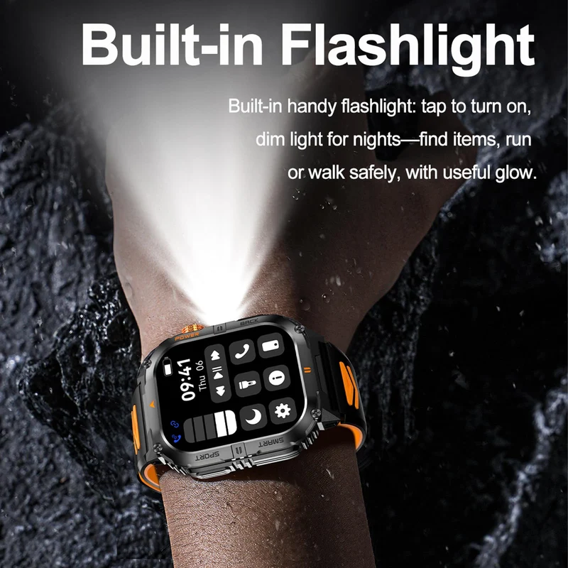 Military Watches Smart Watches Fitness Watch Fitness Tracker with Heart Rate Monitor Sleep Monitor Sports Modes Flashlight for Android iOS