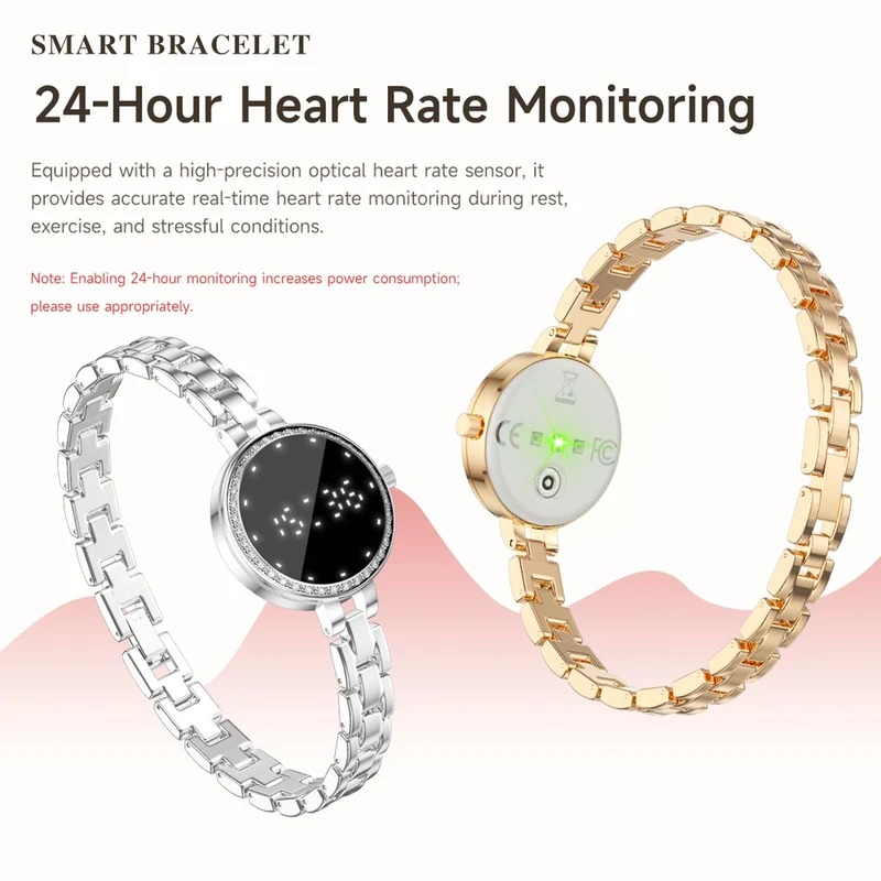 Smart Bracelet Smart Gold Watches for Women Elegant Round Jewelry Fitness Tracker with Heart Rate Monitor Sleep Tracker Step Counter Waterproof Slim Smartwatch with Notifications for IOS & Android