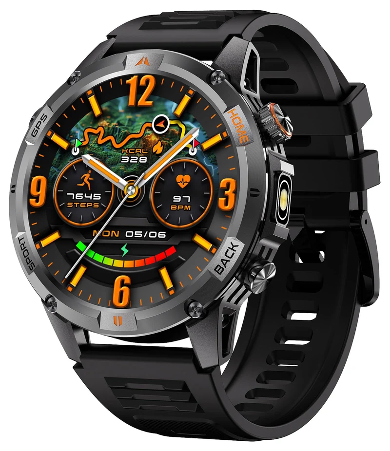 Military Outdoor GPS Smartwatch for Men Sport Watch with GPS Tracking IP68 Waterproof 100+ Sports Modes Heart Rate Blood Pressure Monitor Sleep Tracker Bluetooth Calls Activity & Fitness Tracker