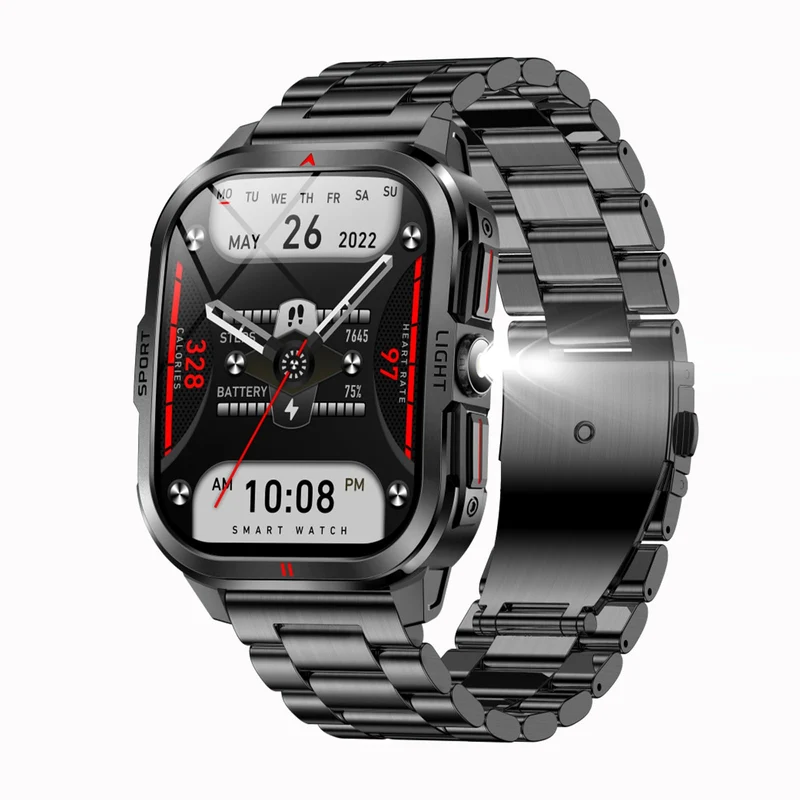 Military Smart Watches for Men Fitness Watch Fitness Tracker with Heart Rate Monitor Sleep Monitoring Calorie Distance Pedometer Bluetooth Call for Android iOS