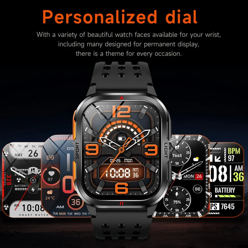 Military Smart Watches for Men Fitness Watch Fitness Tracker with Heart Rate Monitor Sleep Monitoring Calorie Distance Pedometer Bluetooth Call for Android iOS