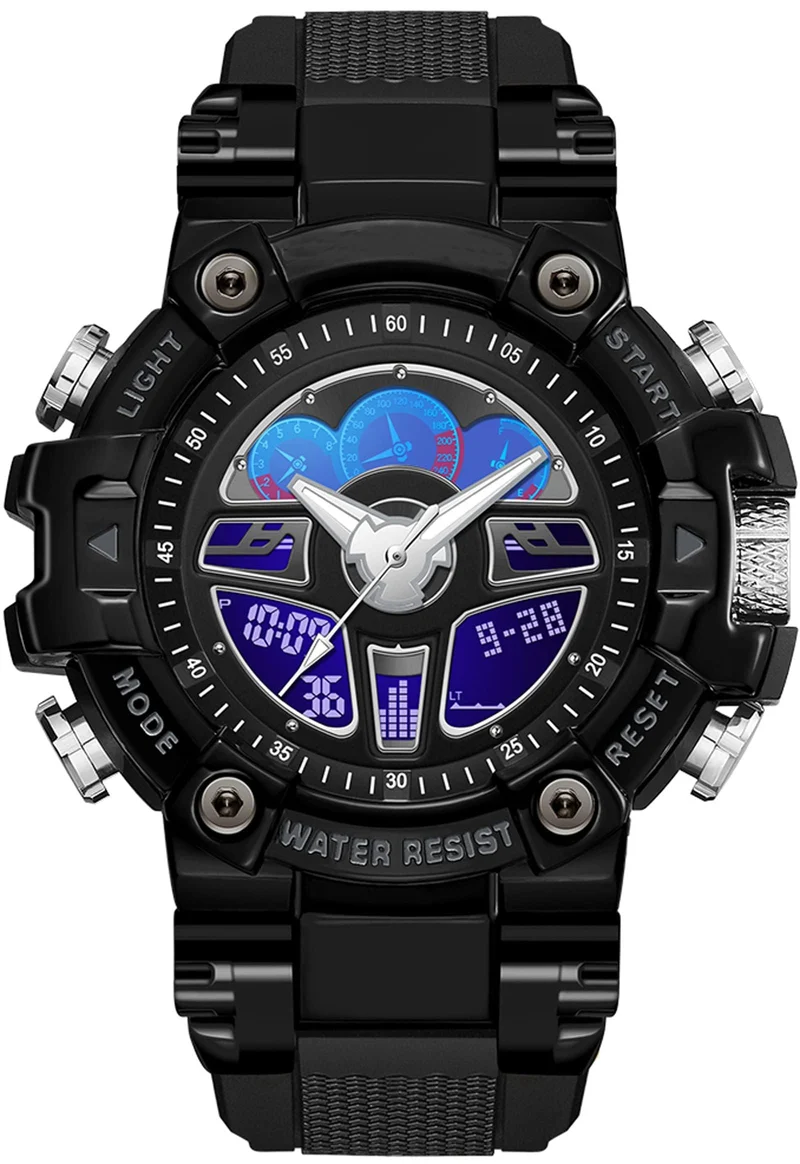 Findtime Tactical Watches for Men Black Military 5ATM Waterproof Sport Digital Watch Cool Designer World Time Countdown 12/24H Stopwatch